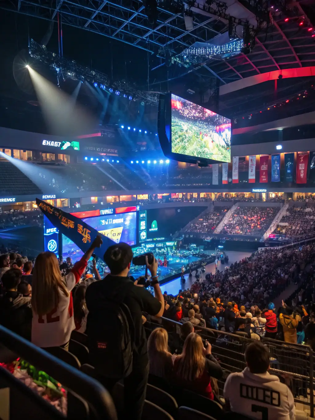 A vibrant image of attendees actively participating in an esports event organized by LES DRAGONS NIORTAIS - ESPORT, highlighting the community engagement and interactive experiences.